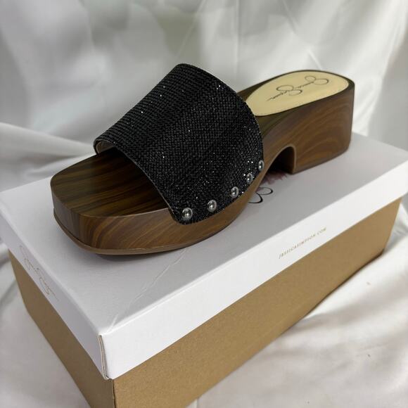 Jessica Simpson Rexile Clogs Size 9M Black Supreme Microsuede Slip-On Platform - Picture 1 of 5